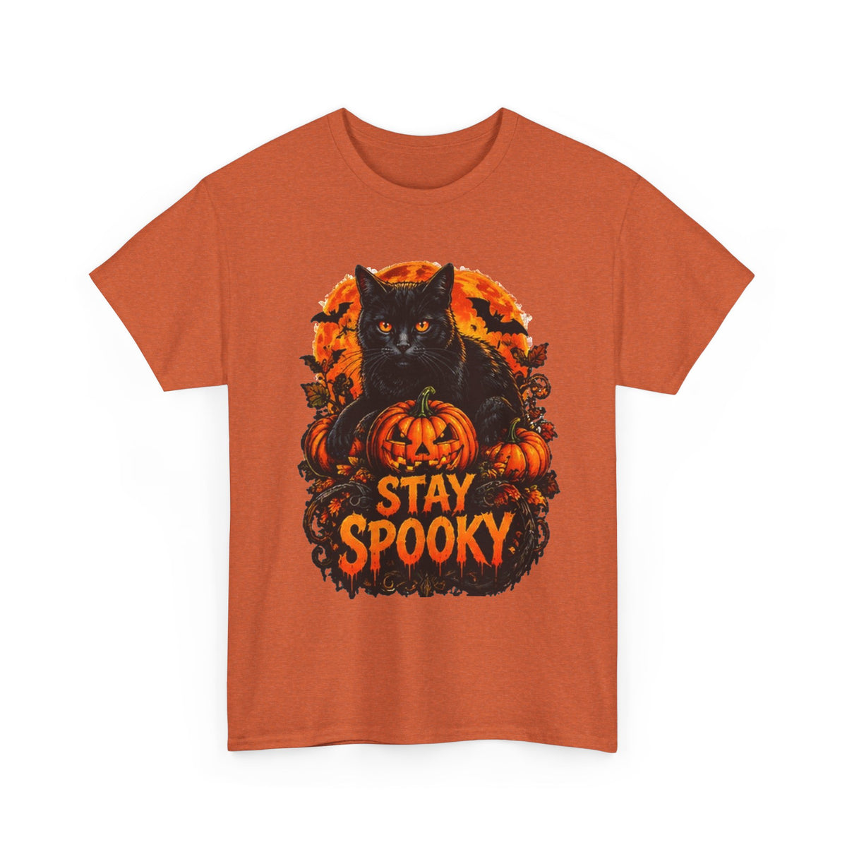 Stay Spooky Black Cat T-Shirt — Jack-O'-Lantern Halloween Tee
