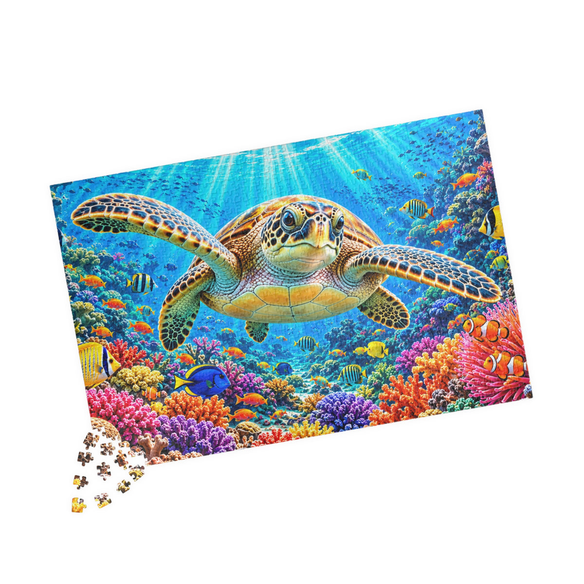 Vibrant Sea Turtle Coral Reef Jigsaw Puzzle for Adults & Kids - 110 to 1014 Pcs