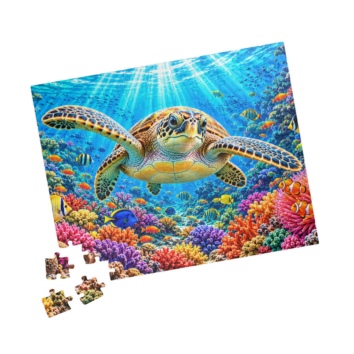 Vibrant Sea Turtle Coral Reef Jigsaw Puzzle for Adults & Kids - 110 to 1014 Pcs
