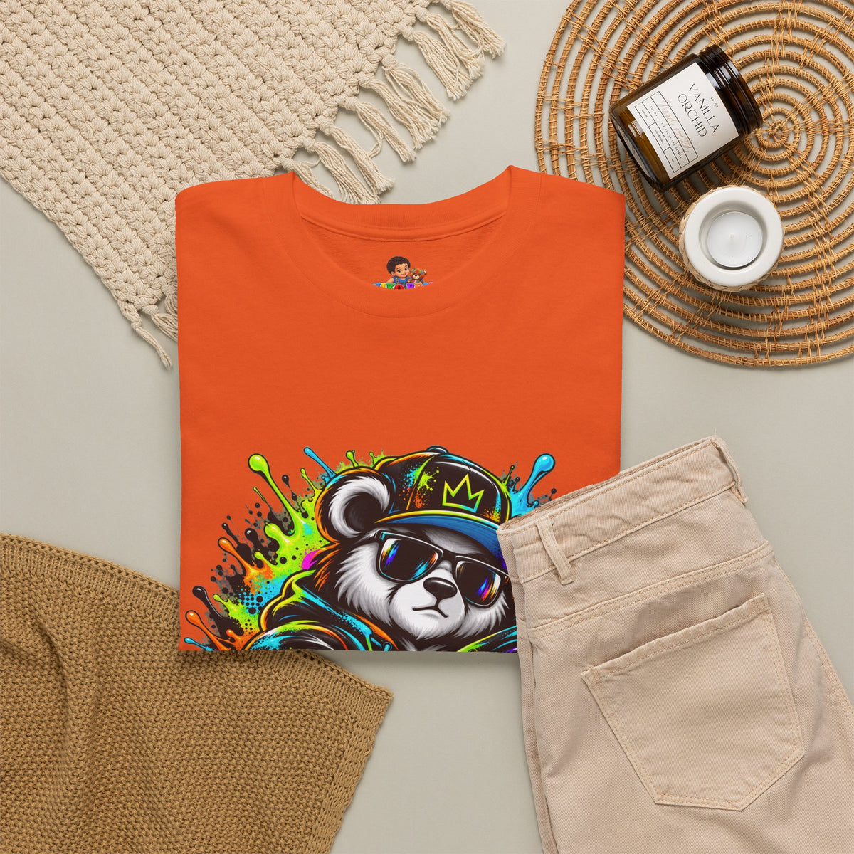 Niko Bear Graphic Tee - Cool Graffiti Panda Unisex Heavy Cotton T-Shirt