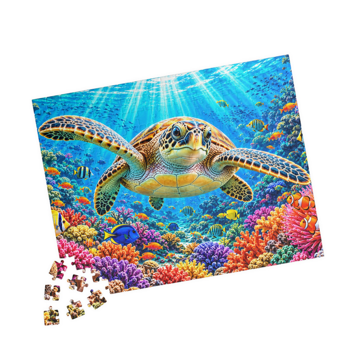 Vibrant Sea Turtle Coral Reef Jigsaw Puzzle for Adults & Kids - 110 to 1014 Pcs