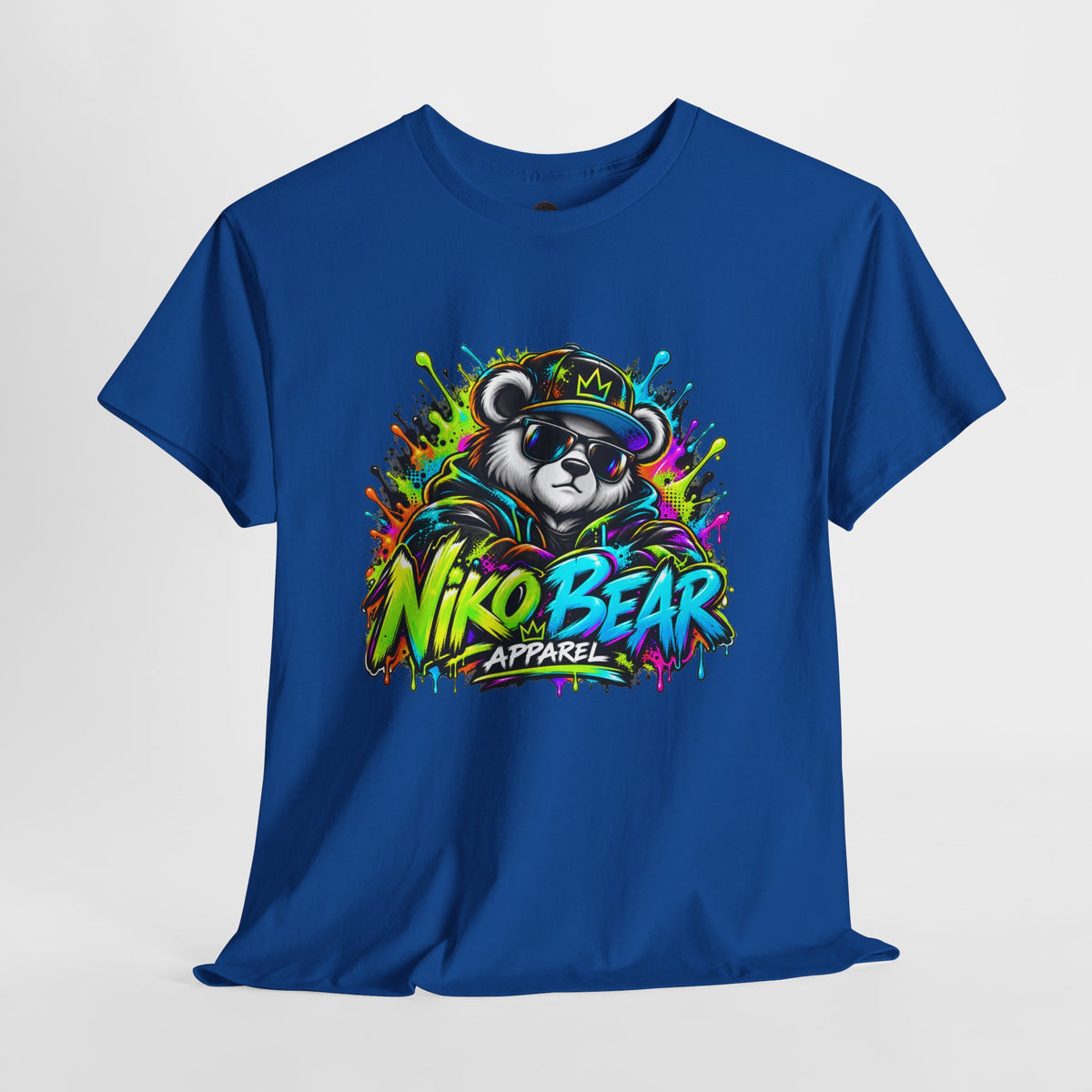 Niko Bear Graphic Tee - Cool Graffiti Panda Unisex Heavy Cotton T-Shirt