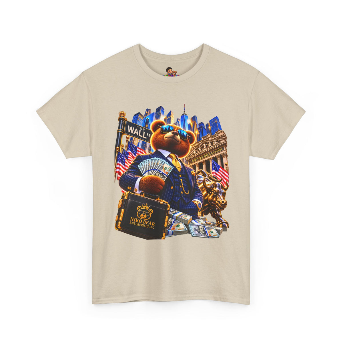 NikoBear Wall Street Hustle Graphic TeeUnisex Heavy Cotton Tee