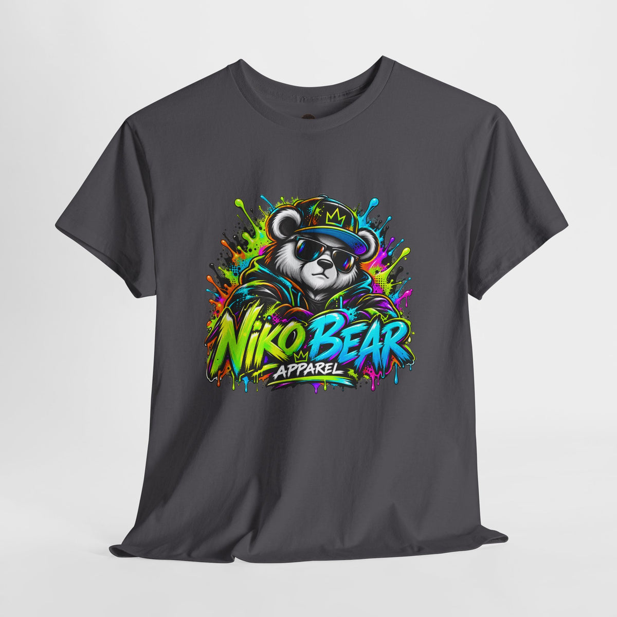 Niko Bear Graphic Tee - Cool Graffiti Panda Unisex Heavy Cotton T-Shirt