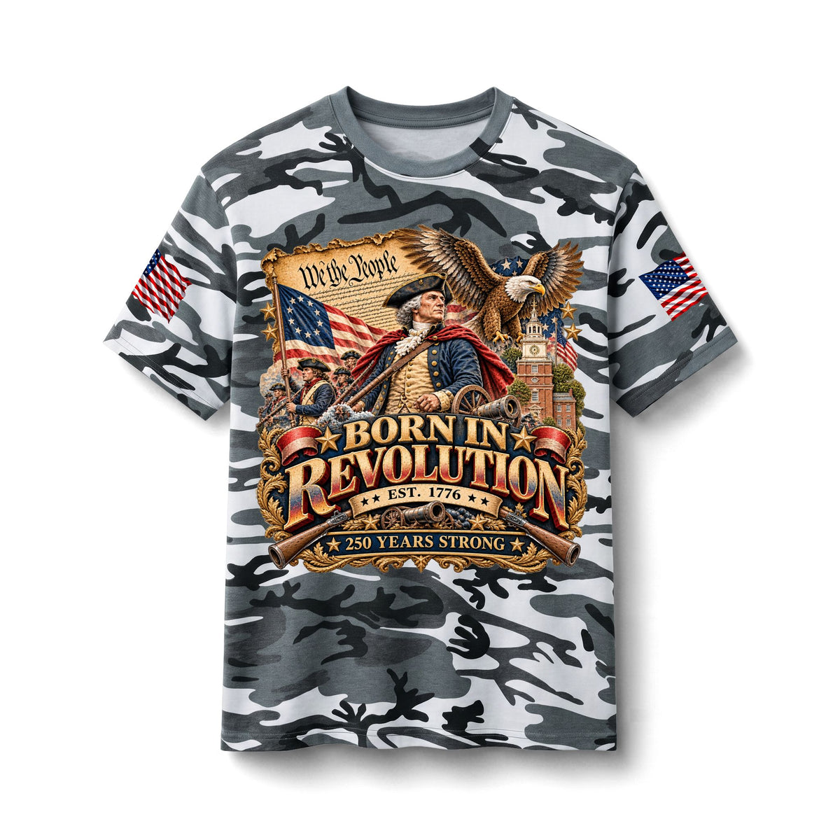America 250th Anniversary Camo T-Shirt — 1776–2026