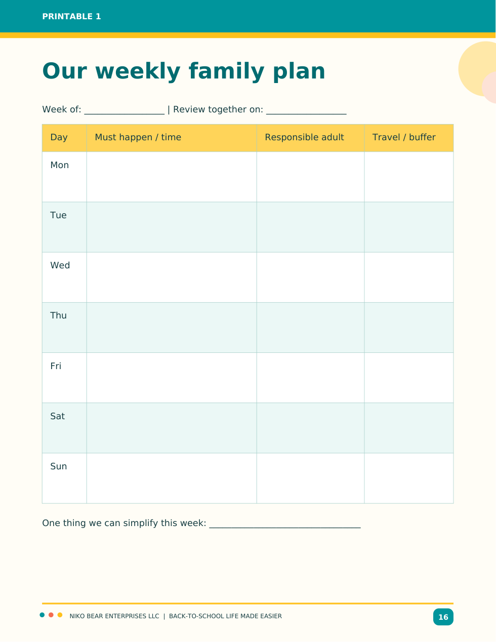 Back-to-School Life Made Easier planner