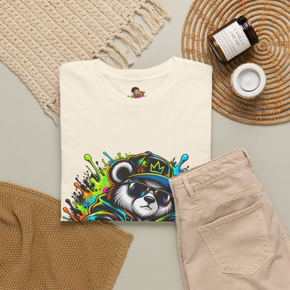 Niko Bear Graphic Tee - Cool Graffiti Panda Unisex Heavy Cotton T-Shirt