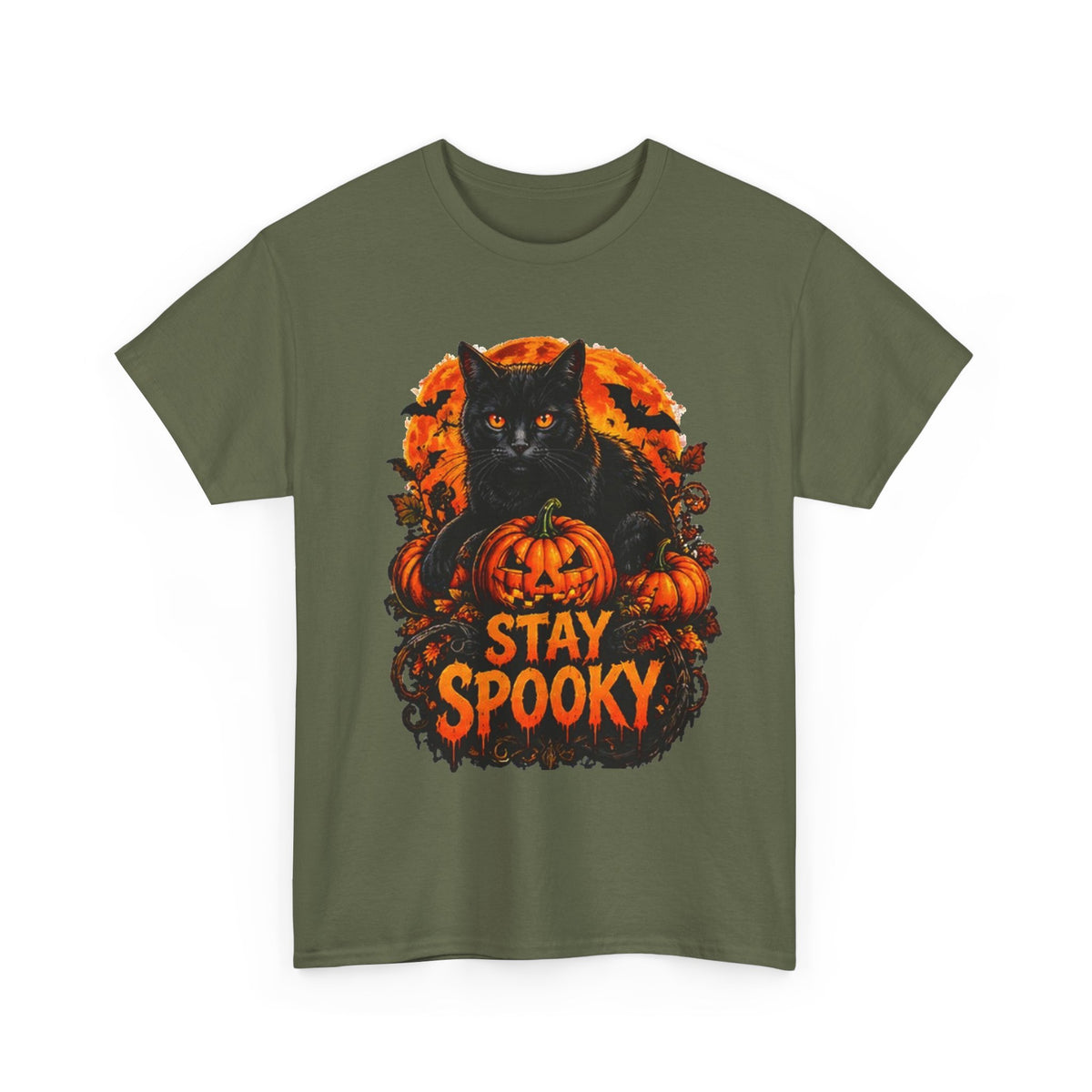 Stay Spooky Black Cat T-Shirt — Jack-O'-Lantern Halloween Tee
