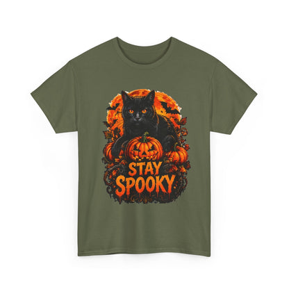 Stay Spooky Black Cat T-Shirt — Jack-O'-Lantern Halloween Tee