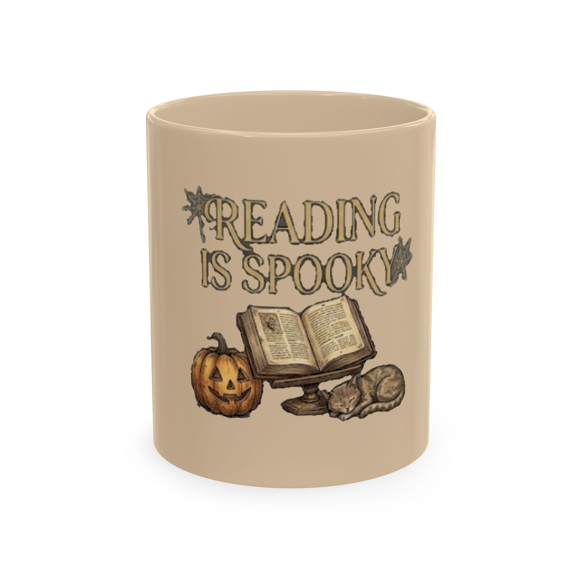 Reading Is Spooky Ceramic Mug — Halloween Coffee Cup