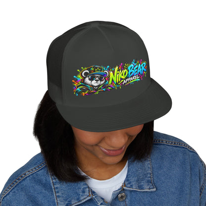 "NikoBear Apparel Colorful Graffiti Bear 5 Panel Trucker Cap | Urban Streetwear Hat Snapback