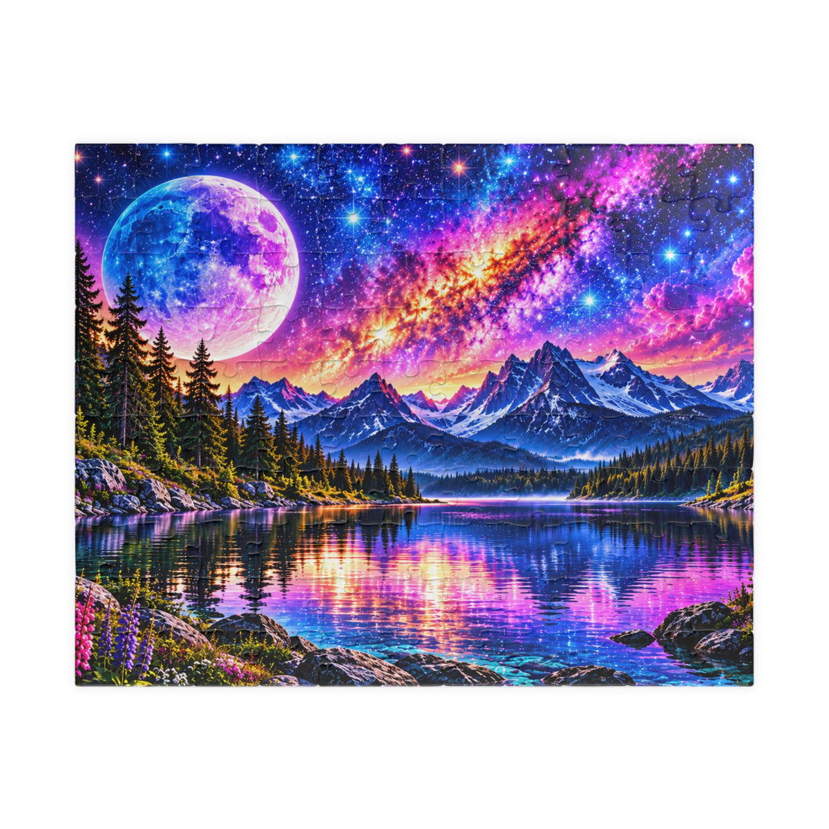 Galaxy Dreams Jigsaw Puzzle - Space Galaxy Mountain Lake Art Jigsaw Puzzles