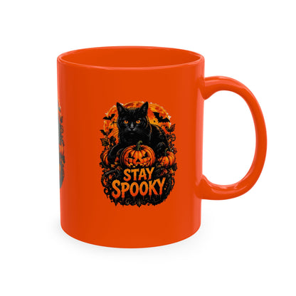Stay Spooky Black Cat & Pumpkin Ceramic Coffee Mug