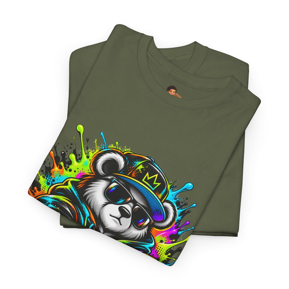 Niko Bear Graphic Tee - Cool Graffiti Panda Unisex Heavy Cotton T-Shirt
