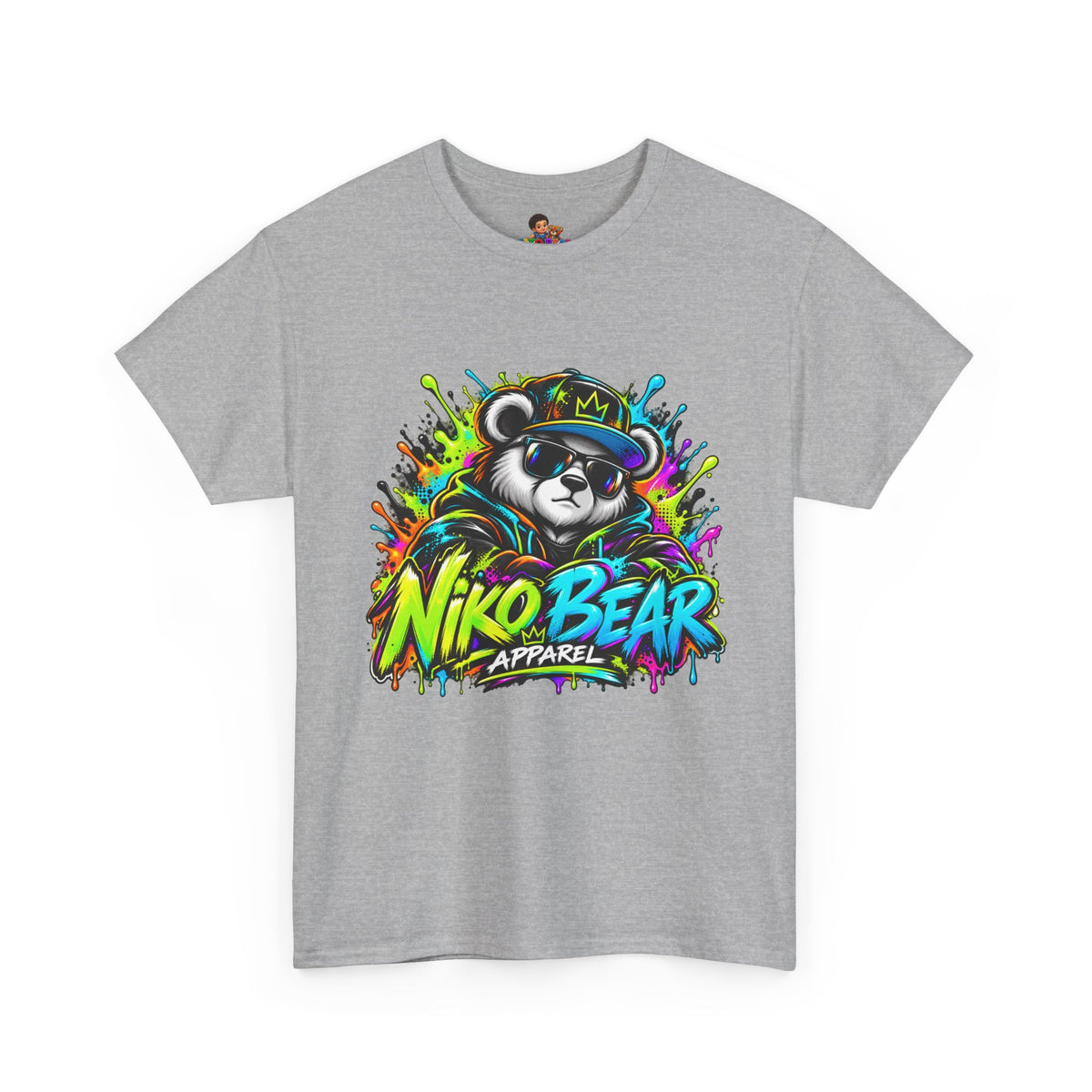 Niko Bear Graphic Tee - Cool Graffiti Panda Unisex Heavy Cotton T-Shirt