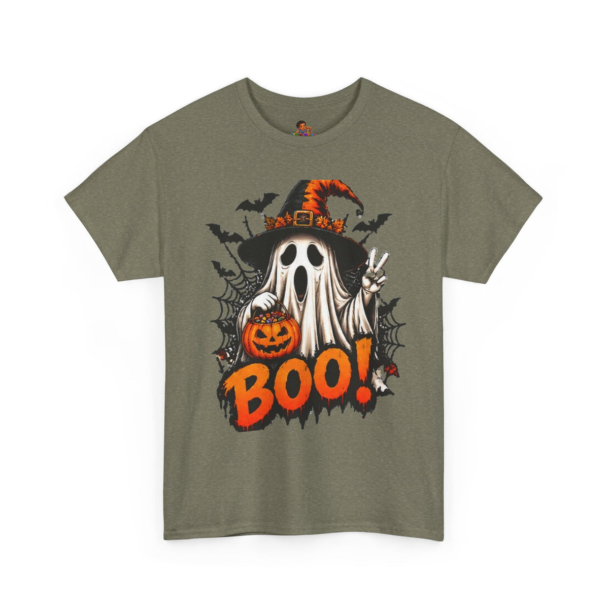 Retro Ghost & Jack-O'-Lantern T-Shirt — Halloween Graphic Tee
