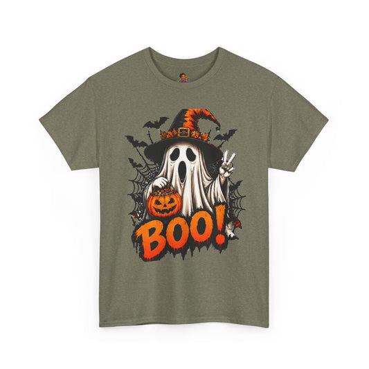 Retro Ghost & Jack-O'-Lantern T-Shirt — Halloween Graphic Tee