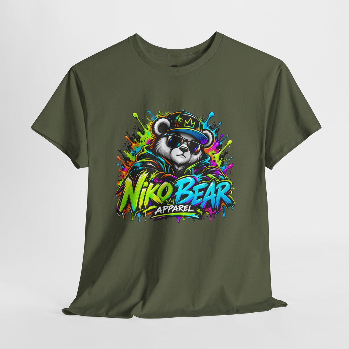 Niko Bear Graphic Tee - Cool Graffiti Panda Unisex Heavy Cotton T-Shirt