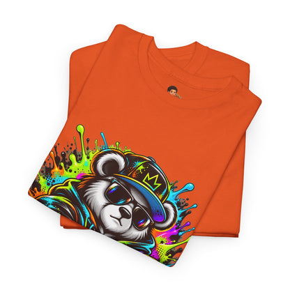 Niko Bear Graphic Tee - Cool Graffiti Panda Unisex Heavy Cotton T-Shirt