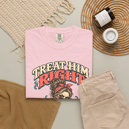 Funny Skeleton Graphic Tee - Treat Him Right I'm Much Funnier When I Like You Shirt