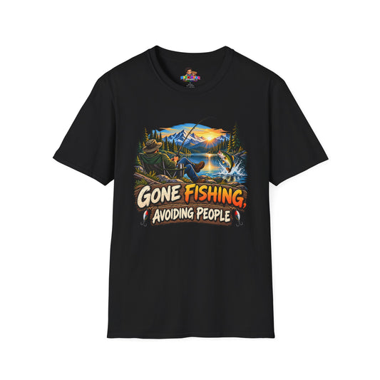 Gone Fishing Avoiding People T-Shirt - Funny Fishing Introvert Graphic Tee