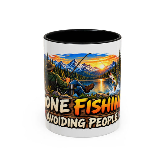 Gone Fishing Avoiding People Funny Fisherman Coffee Mug - Introvert Angler Gift (11oz/15oz)