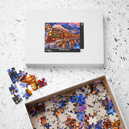 Santa’s Festive Christmas Steam Train Winter Wonderland Jigsaw Puzzle for Holiday Fun
