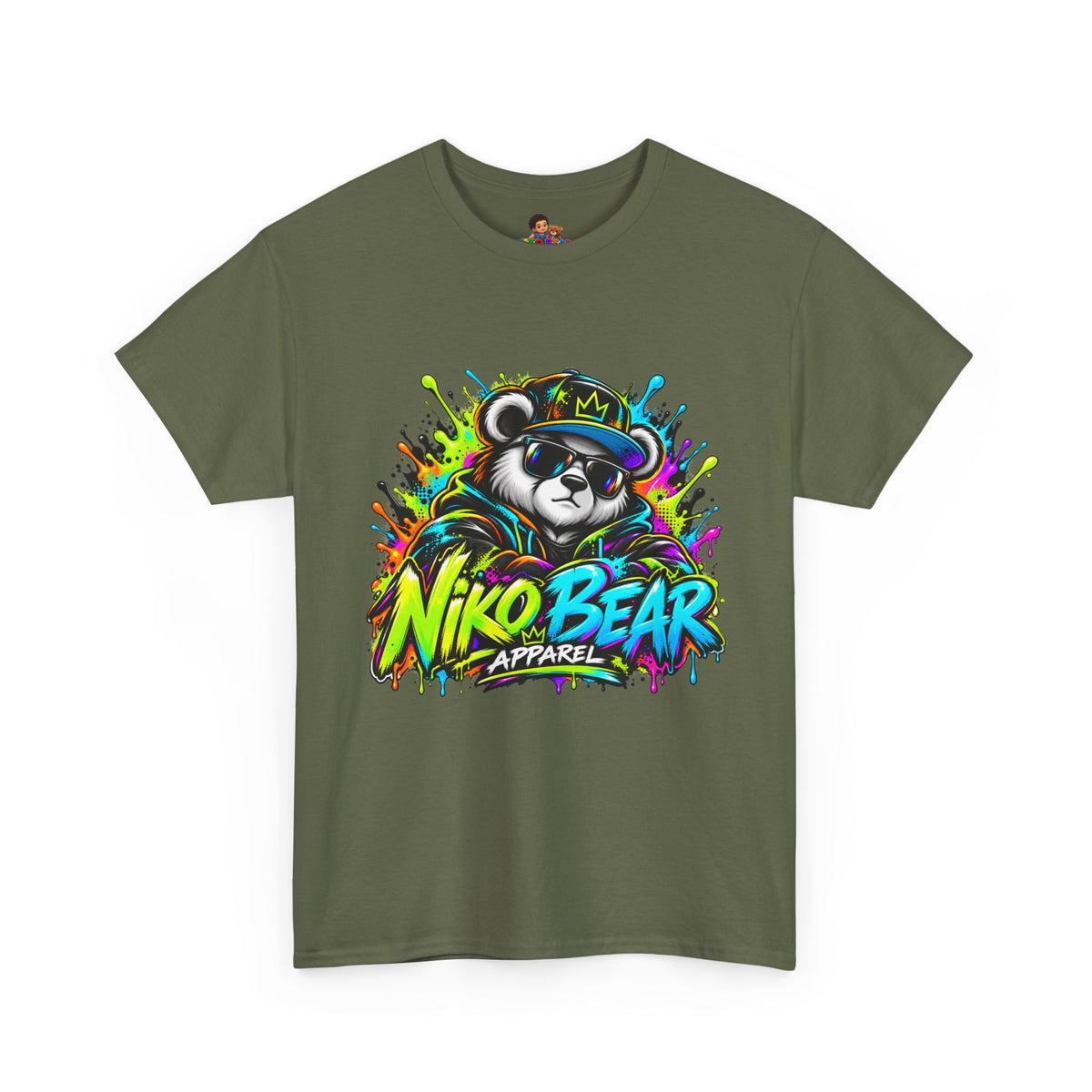 Niko Bear Graphic Tee - Cool Graffiti Panda Unisex Heavy Cotton T-Shirt