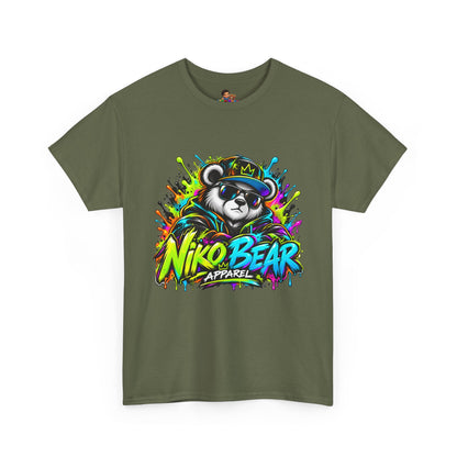 Niko Bear Graphic Tee - Cool Graffiti Panda Unisex Heavy Cotton T-Shirt