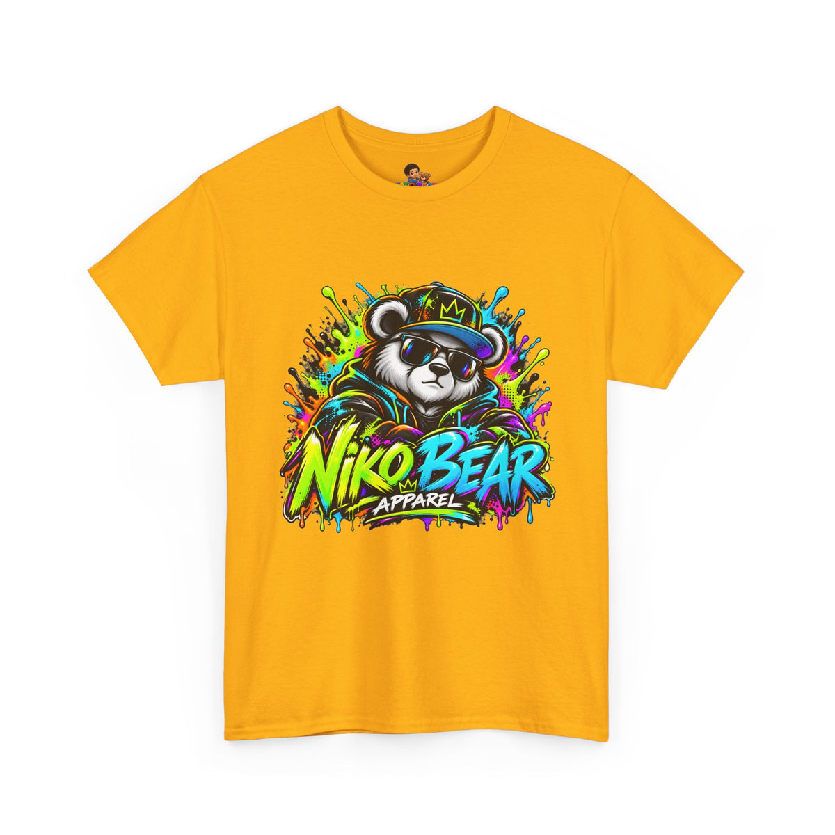 Niko Bear Graphic Tee - Cool Graffiti Panda Unisex Heavy Cotton T-Shirt