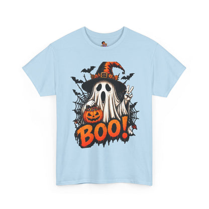 Retro Ghost & Jack-O'-Lantern T-Shirt — Halloween Graphic Tee