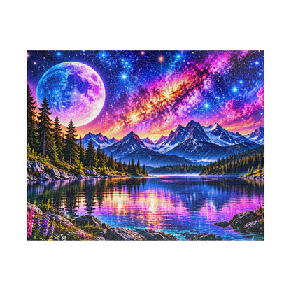 Galaxy Dreams Jigsaw Puzzle - Space Galaxy Mountain Lake Art Jigsaw Puzzles