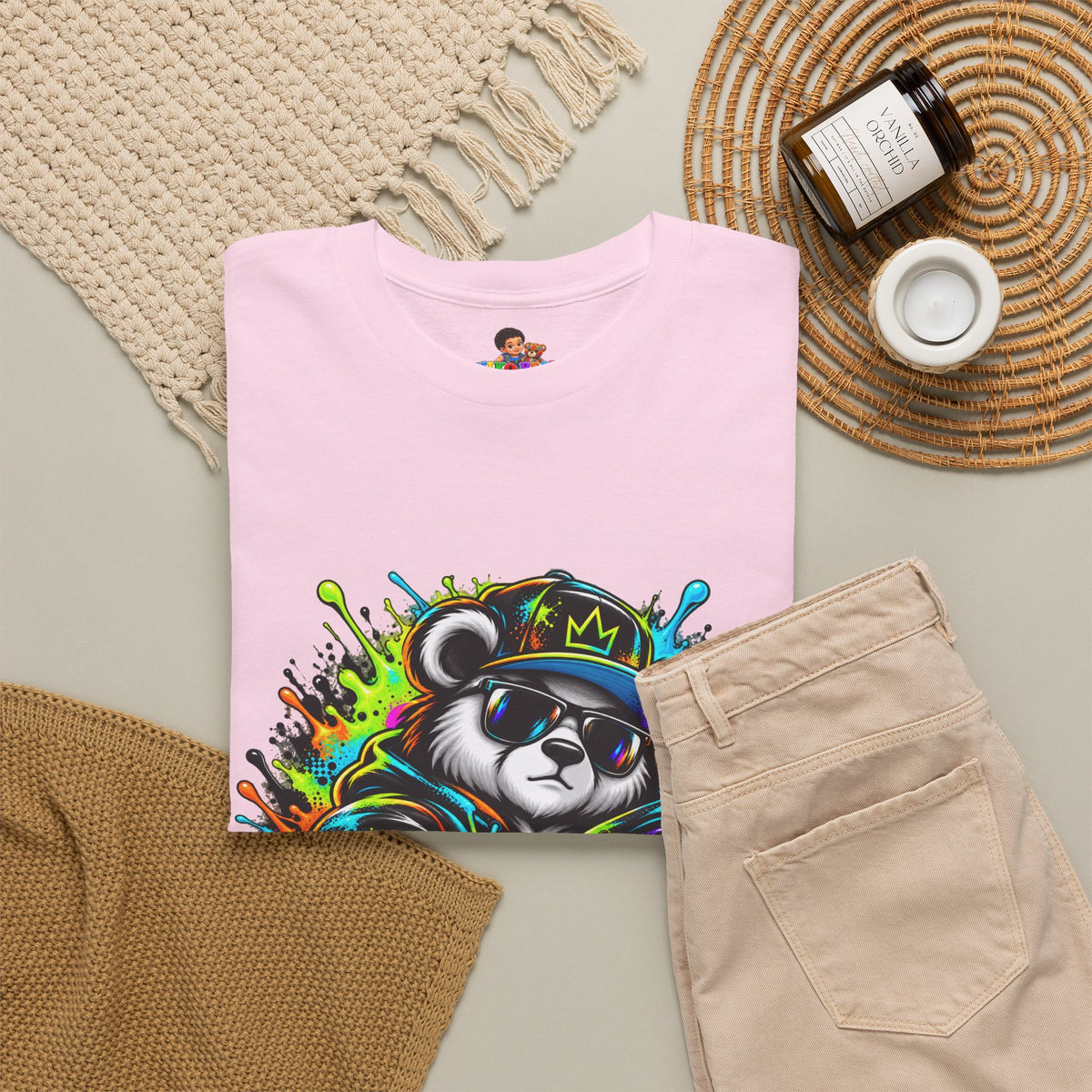 Niko Bear Graphic Tee - Cool Graffiti Panda Unisex Heavy Cotton T-Shirt