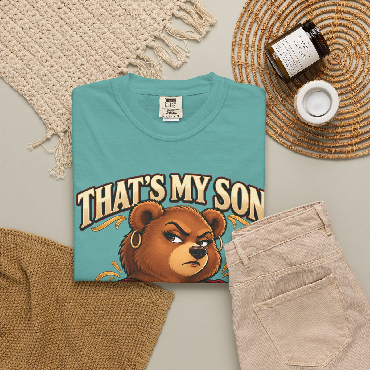 "That's My Son Don't Make Me Lose My Manners Mama Bear Shirt Funny Protective Mom Tee"