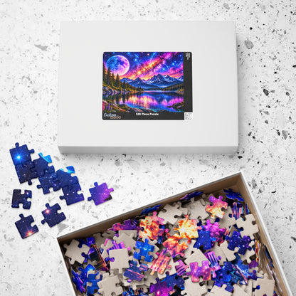 Galaxy Dreams Jigsaw Puzzle - Space Galaxy Mountain Lake Art Jigsaw Puzzles