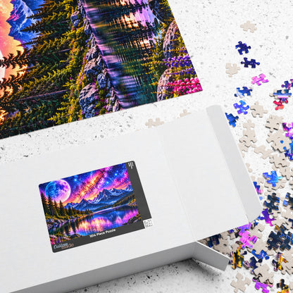 Galaxy Dreams Jigsaw Puzzle - Space Galaxy Mountain Lake Art Jigsaw Puzzles