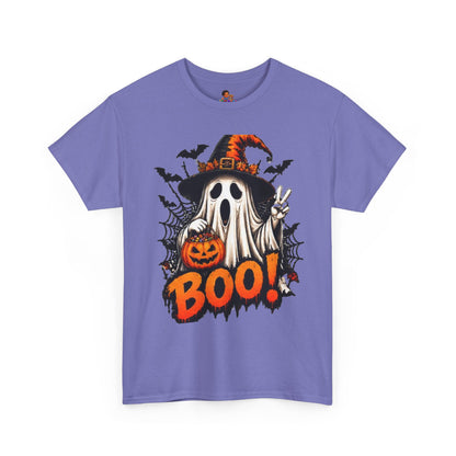 Retro Ghost & Jack-O'-Lantern T-Shirt — Halloween Graphic Tee