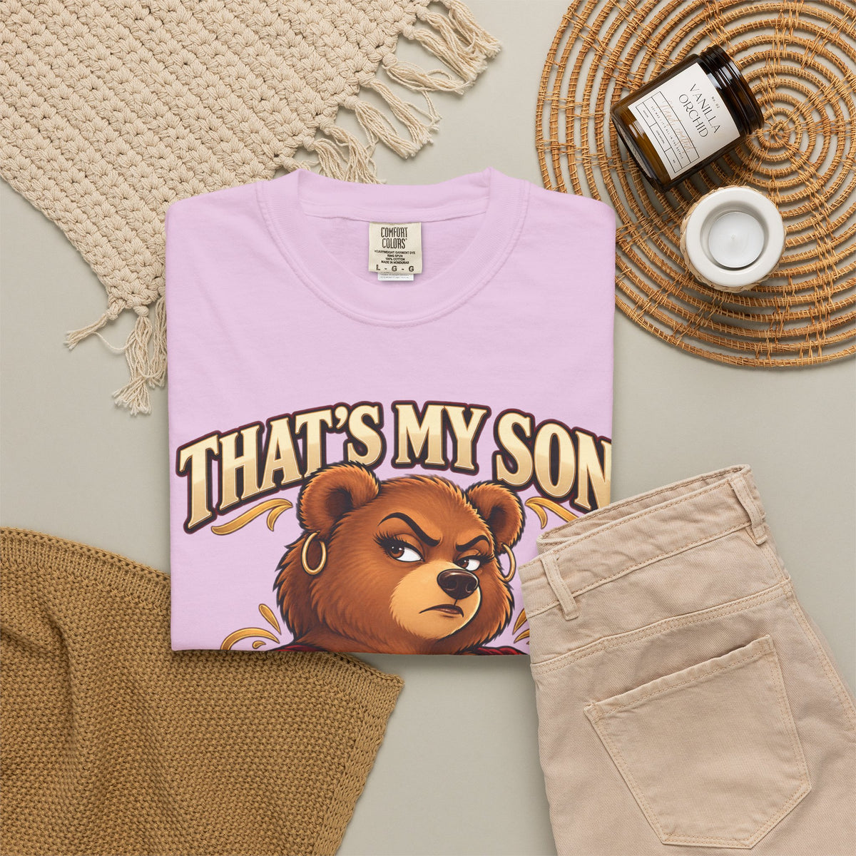 "That's My Son Don't Make Me Lose My Manners Mama Bear Shirt Funny Protective Mom Tee"