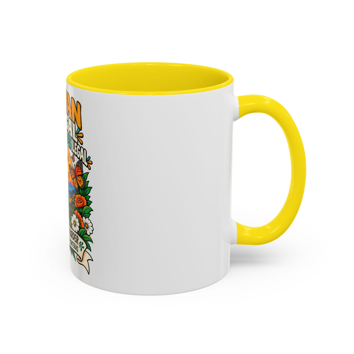 No Human Is Illegal Accent Mug — Immigrant Rights Coffee Cup
