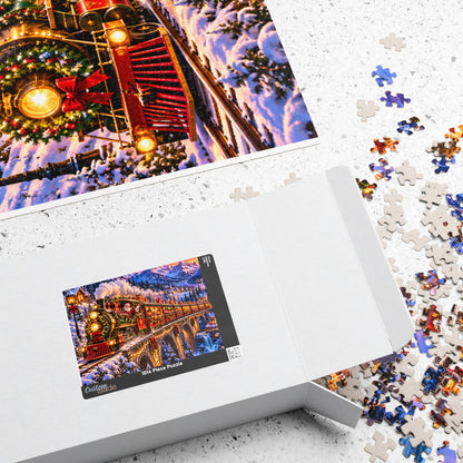 Santa’s Festive Christmas Steam Train Winter Wonderland Jigsaw Puzzle for Holiday Fun