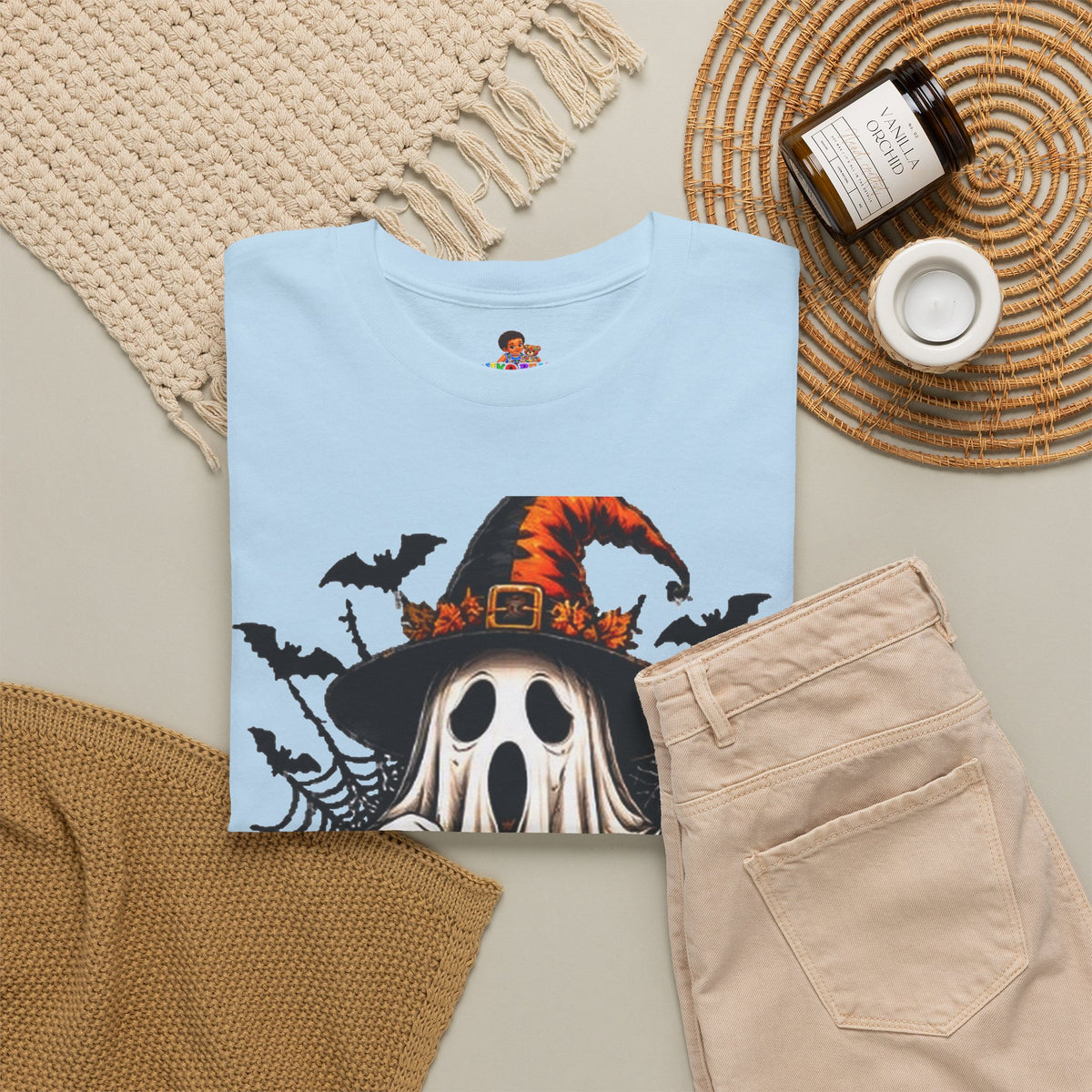 Retro Ghost & Jack-O'-Lantern T-Shirt — Halloween Graphic Tee