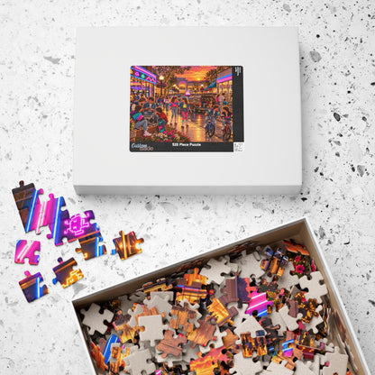 Retro 80s Neon Sunset Mall Jigsaw Puzzle for Adults & Kids | Vintage Nostalgia Gift