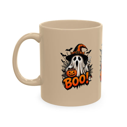 BOO Ghost Ceramic Mug — 11 oz Halloween Coffee Cup