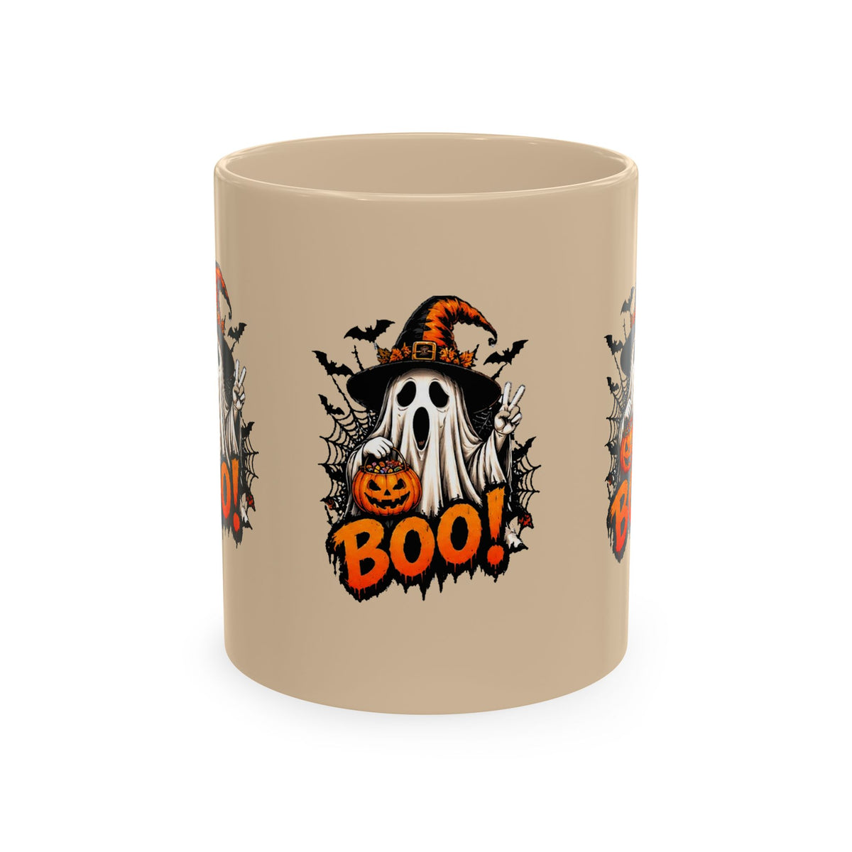 BOO Ghost Ceramic Mug — 11 oz Halloween Coffee Cup