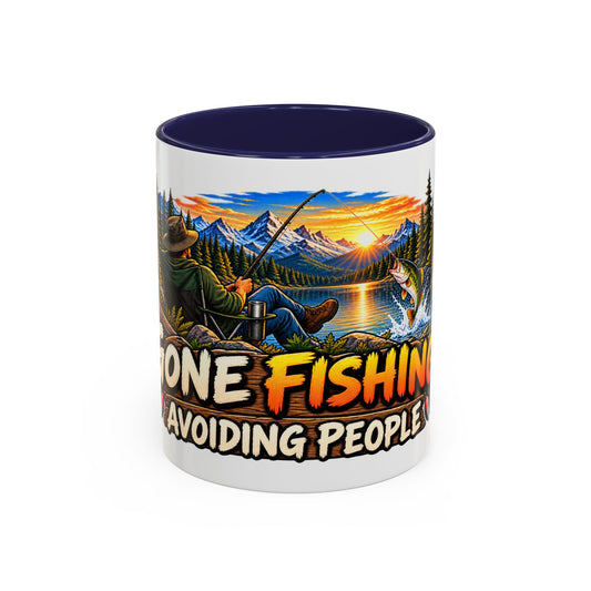 Gone Fishing Avoiding People Funny Fisherman Coffee Mug - Introvert Angler Gift (11oz/15oz)