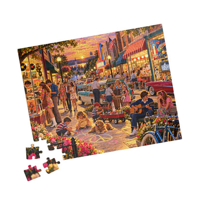 Vintage 1960s Nostalgic Small Town Main Street Jigsaw Puzzle