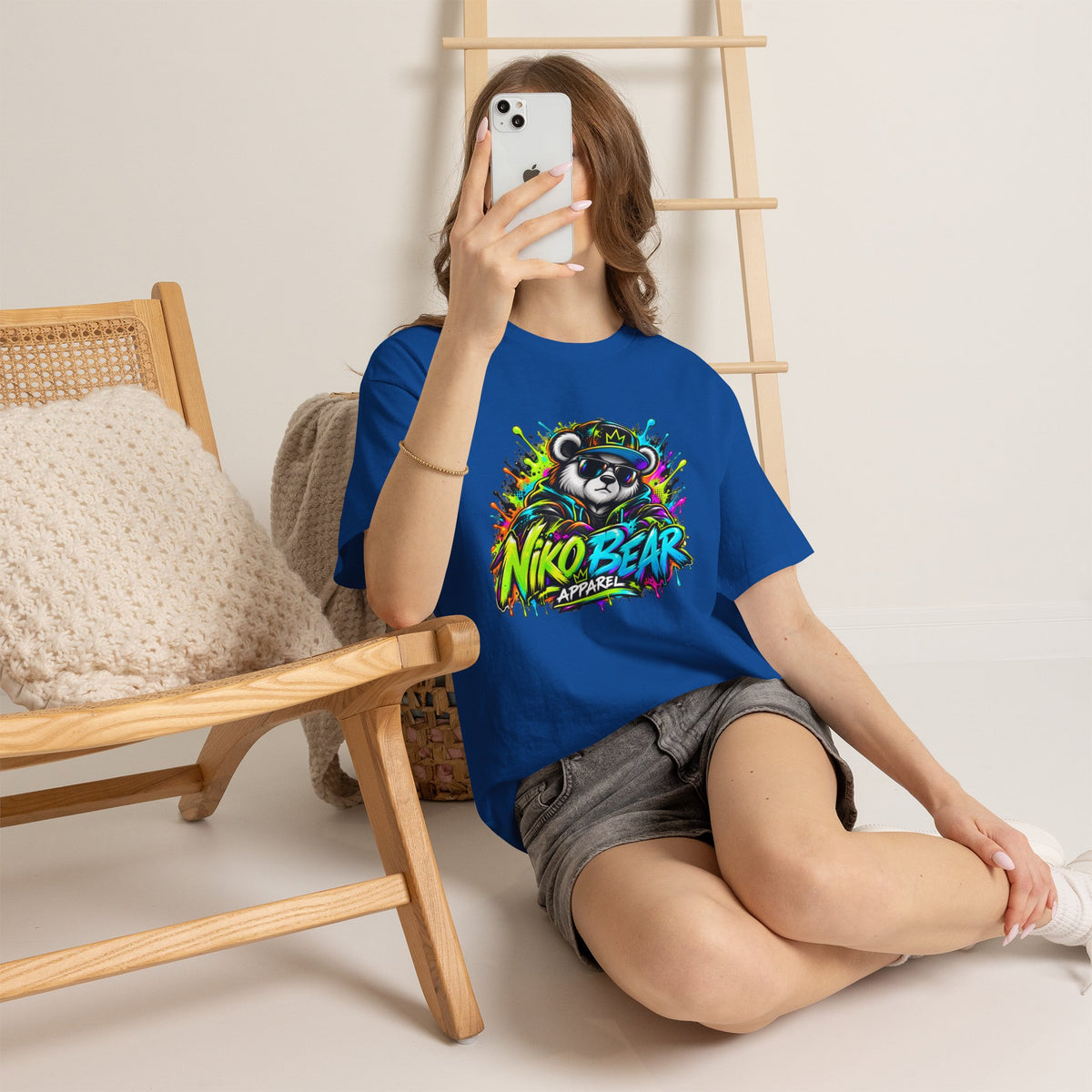 Niko Bear Graphic Tee - Cool Graffiti Panda Unisex Heavy Cotton T-Shirt