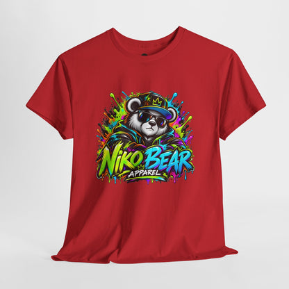 Niko Bear Graphic Tee - Cool Graffiti Panda Unisex Heavy Cotton T-Shirt