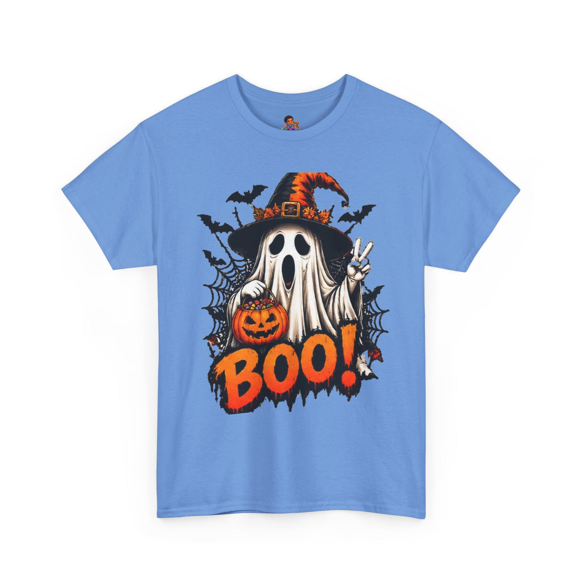 Retro Ghost & Jack-O'-Lantern T-Shirt — Halloween Graphic Tee