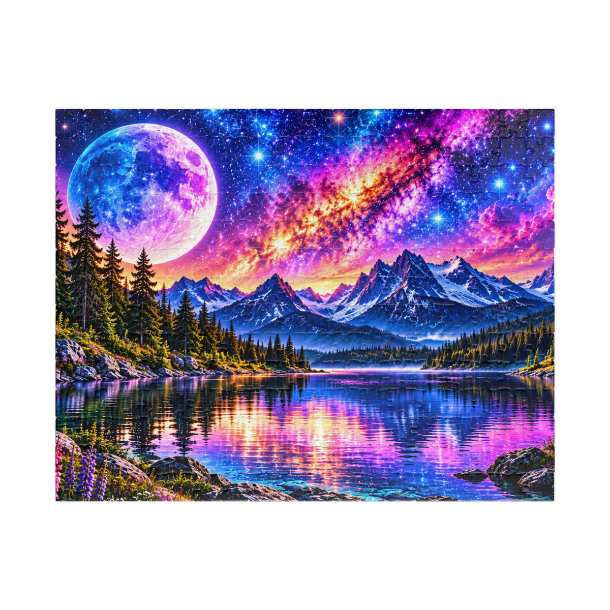 Galaxy Dreams Jigsaw Puzzle - Space Galaxy Mountain Lake Art Jigsaw Puzzles